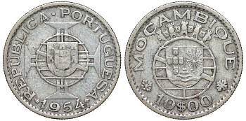 Португальский Мозамбик 10 эскудо 1954 KM 79 серебро 51-2947
