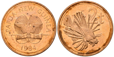 Папуа-Новая Гвинея 2 тойя 1984 Елизавета II (1953-) KM 2 бронза 4571-421
