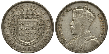 Новая Зеландия 1/2 кроны 1935 Георг V (1910-1936) KM 5 серебро 272-924