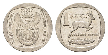 ЮАР 1 ранд 2007 KM 344 медь плакированная никелем 4627-444