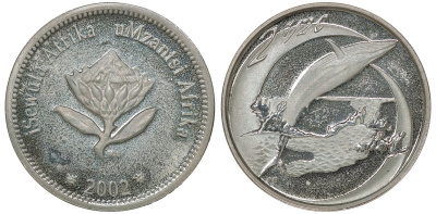 ЮАР 2 1/2 цента 2002 кит KM 282 серебро PROOF 00-00