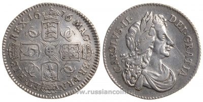 Англия 6 пенсов 1676 Карл II (1660-1685) Spink 3382, KM 441 серебро 00-819-63