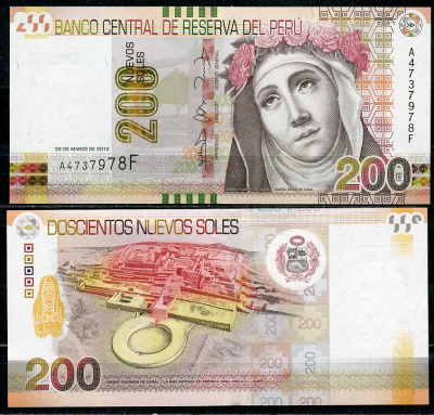 Перу 200 новых солей 2012 Святая Роза Лимская, руины Караль Pick 191  бумага  UNC (пресс) 451-603-3