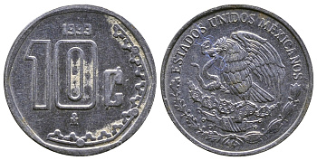 Мексика 10 сентаво 1993 Мо KM 547 нержавеющая сталь 4383-115