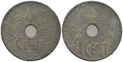 Французский Индокитай 1 цент ND (1940-1941) KM 24 цинк 106-151