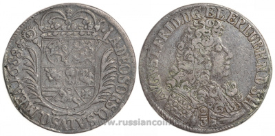 Любек 2/3 талера 1688 епископ Август Фридрих Гольштейн-Готторпский (1646-1705) Dav. 621, KM 62 серебро 00-000-00
