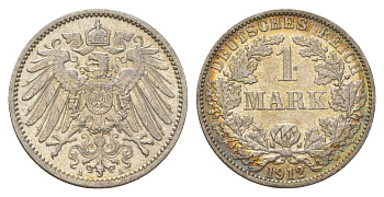 Германия 1 марка 1912 A, Вильгельм II (1888-1918) KM 14, J. 17 серебро 4626-223