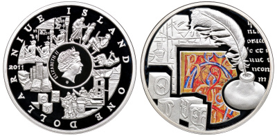 Ниуэ 1 доллар 2011 знаки зодиака, письменность, цветная эмаль KM NEW серебро PROOF 1079-5-54