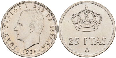 Испания 25 песет 1975 (78) Хуан Карлос I (1975-2014) KM 808 медно-никель UNC 4583-1116