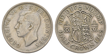 Великобритания 1/2 кроны 1948 Георг VI (1936-1952) KM 866, Spink 4101 медно-никель 4379-143