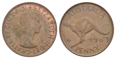 Австралия 1 пенни 1963 KM 56 бронза 4634-441