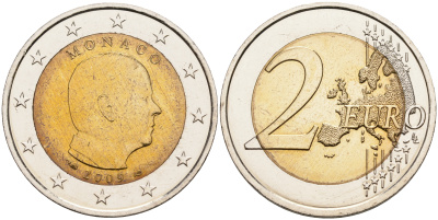 Монако 2 евро 2009 Князь Альберт II KM 195 биметалл UNC 1525-1322