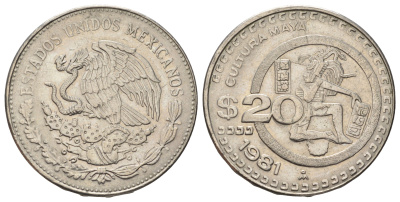 Мексика 20 песо 1981 культура KM 486 медно-никель 4162-133