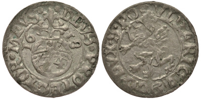 Померания, Кольберг, Камминское епископство 1/24 талера 1618 Ульрих (1618-1622), вес 0,95 гр. KM 64 серебро 1516-931