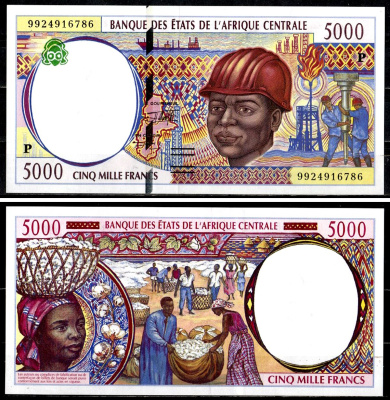 Чад 5000 франков 1999 Банк государств Центральной Африки Pick 604P e бумага UNC (пресс) 451-736-3