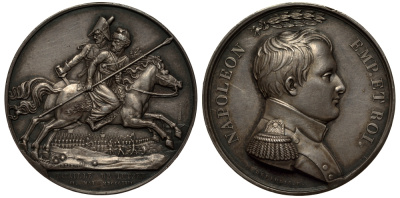 Франция медаль начало XIX века битва при Лютцене 2 мая 1813 года, Наполеон Император и Король, вес 42 гр., диаметр 40 мм серебро 10-010-75