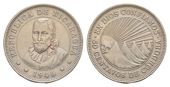Никарагуа 50 сентаво 1946 редкий год, тираж - 500.000 экземпляров KM 19.1 медно-никель 1528-1333