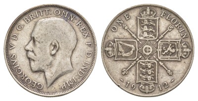 Великобритания 1 флорин 1912 Георг V (1910-1936) KM 817, Spink 4012 серебро 1526-521