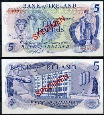 Северная Ирландия 1, 1, 5, 5, 10, 10 и 100 фунтов ND (1974-1978) образец, Specimen, № 001916 Pick 61 s, 62 s, 63 s, 64 s, 247 s, 248 s, 249 s  бумага  UNC (пресс) 451-268-1