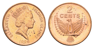 Соломоновы Острова 2 цента 1996 KM 25 сталь плакированная бронзой UNC 4397-346