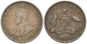 Австралия 6 пенсов 1926 Георг V (1910-1936) KM 25 серебро 4609-945