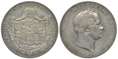 Пруссия 2 талера - 3 1/2 гульдена 1841 Фридрих Вильгельм IV КМ 440.1, Jaeger 71 Kahnt 381 Thun 253 AKS 69 серебро 00-811-46
