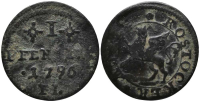 Росток 1 пфенниг 1796 FL, Фридрих (1796-1802) KM 2а медь 4448-836