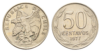 Чили 50 сентаво 1977 KM 206 медно-никель 54-1021