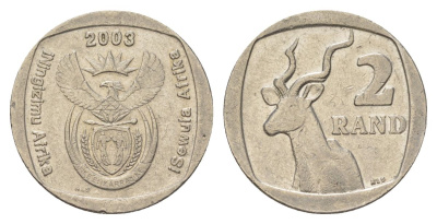 ЮАР 2 ранда 2003 KM 335 медь плакированная никелем 4626-1241