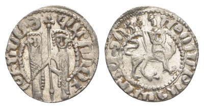 Киликийская Армения трам 1226-1271 Хетум I и царица Забель, держат крест/лев с патриаршим крестом  серебро    1516-521