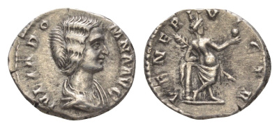 Римская Империя денарий 193-194 Юлия Домна, жена Септимия Севера, IVLIA DOMNA AVG, бюст императрицы/VENERI VICTR, обнаженная Венера держит пальмовую ветвь и яблоко, Рим RIC 536 серебро 00-812-39