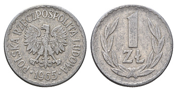 Польша 1 злотый 1965 Y 49.1 алюминий 4637-1111