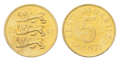 Эстония 5 сентов 1991 KM 21 латунь UNC 4668-629