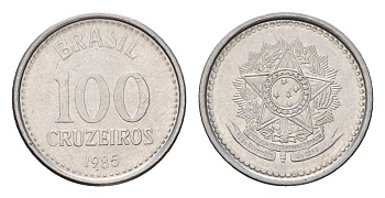 Бразилия 100 крузейро 1985 KM 595 нержавеющая сталь 4679-941