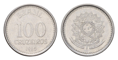 Бразилия 100 крузейро 1985 KM 595 нержавеющая сталь 4679-941