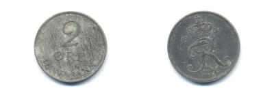 ДАНИЯ 2 ЭРЕ 1961 C; S, ФРЕДЕРИК IX (1947-1972) KM 840.2 цинк 4379-734