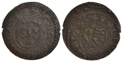 Ливония, Рига, шведская оккупация солид (шиллинг) 1643 Кристина (1634-1654) KM 21 серебро 1527-931
