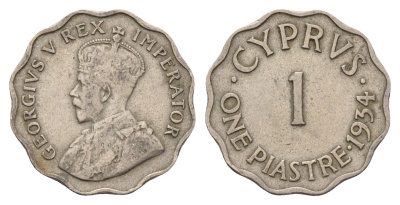 Кипр 1 пиастр 1934 год-тип KM 21 медно-никель 55-1235