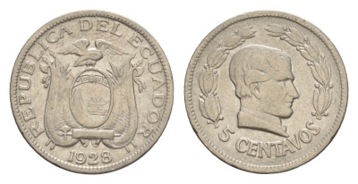 Эквадор 5 сентаво 1928 KM 69 никель 4640-1113