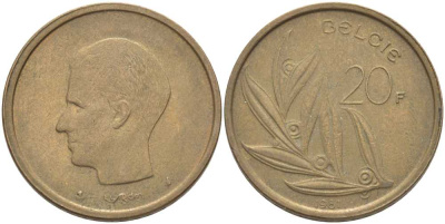 Бельгия 20 франков 1981 Belgie, Бодуэн I (1951-1993) KM 160 никель бронза 115-732