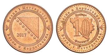 Босния и Герцеговина 10 фенингов 2017 KM 115 сталь плакированная медью aUNC 4649-232