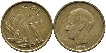 Бельгия 20 франков 1981 Belgie, Бодуэн I (1951-1993) KM 160 никель бронза 4390-1134