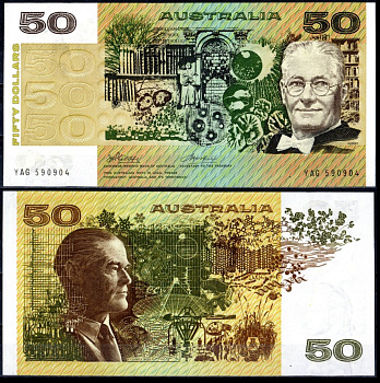 Австралия 50 долларов 1973 Барон Говард Уокер Флори, Иэн Клюнис-Росс Pick 47 a бумага UNC (пресс) 451-412-3