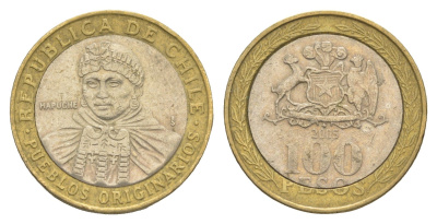 Чили 100 песо 2005 KM 236 биметалл 4638-342