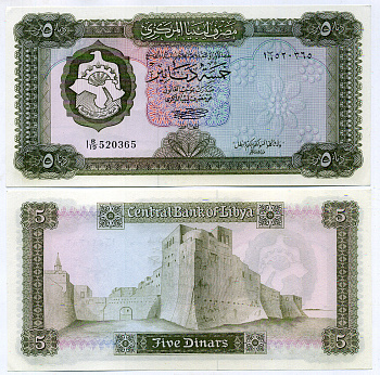 Ливия 5 динаров 1972 Pick 36 b бумага UNC (пресс) 451-233-2
