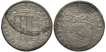 Неаполь и Сицилия тари (2 карлини) 1685 Карл II Испанский серебро aUNC 00-822-05