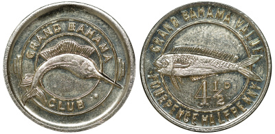 Багамские острова 4,5 пенни ND Жетоны гранд Багамы клуб никель 00-00