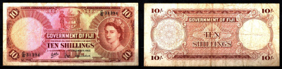 Фиджи 10 шиллингов 1962 Pick 52 c бумага 451-1205-2