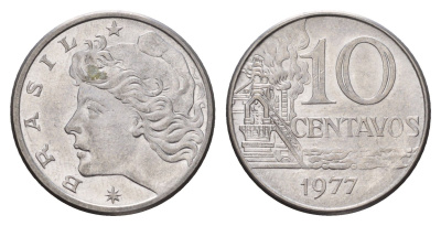 Бразилия 10 сентаво 1977 KM 578.1a нержавеющая сталь UNC 4563-1031