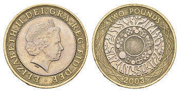 Великобритания 2 фунта 2003 Елизавета II (1952-2022) KM 994, Spink 4570 (K9) биметалл 77-1147